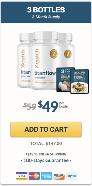 TitanFlow best value package with 3 bottles for a 180-day supply with free shipping and bonuses