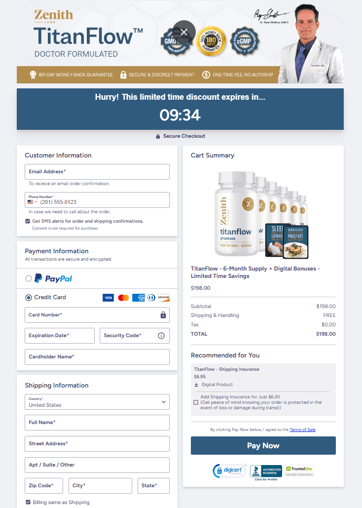 TitanFlow secure checkout page usa official